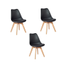 Kit c/ 3 Cadeiras DS333 Leda - Charles Eames, Saarinen Wood com almofada Pretas