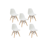 Kit c/ 5 Cadeiras DS331 Charles Eames Wood DKR Eiffel Brancas