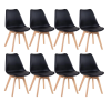 Kit c/ 8 Cadeiras DS333 Leda - Charles Eames, Saarinen Wood com almofada Pretas