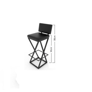Banqueta Bistrô Industrial Baixa 65cm – Estofada Preta – IMPERMEÁVEL