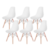 Kit c/ 6 Cadeiras DS331 Charles Eames Wood DKR Eiffel Brancas