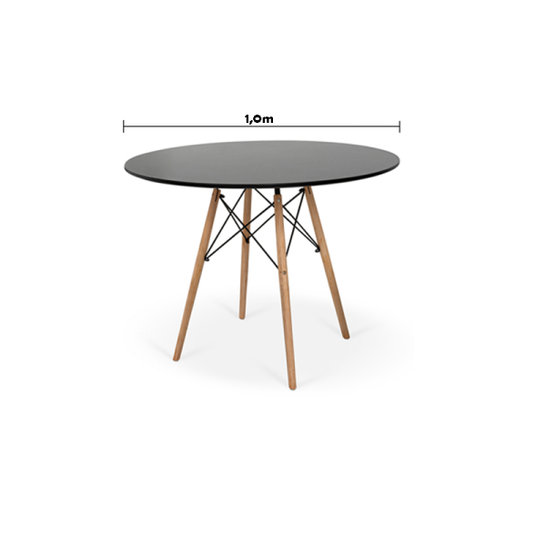 Mesa de Jantar Eiffel Charles Eames DKR Pé Palito 100cm Preta