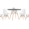 Conjunto de Jantar Mesa Eiffel 80cm Preta + 4 Cadeiras Eiffel DKR Brancas