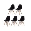 Kit c/ 5 Cadeiras DS331 Charles Eames Wood DKR Eiffel Pretas