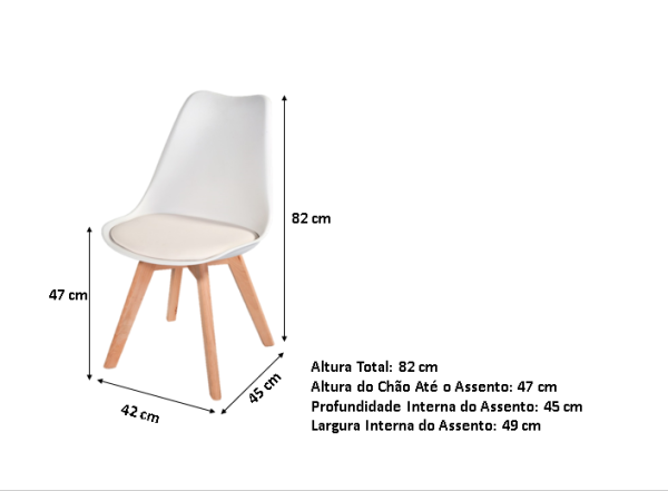 Kit c/ 4 Cadeiras DS333 Leda - Charles Eames, Saarinen Wood com almofada Brancas - Image 3