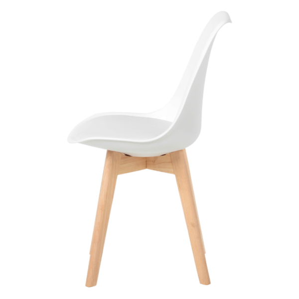 Kit c/ 4 Cadeiras DS333 Leda - Charles Eames, Saarinen Wood com almofada Brancas - Image 6