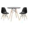 Kit Mesa Jantar Eiffel 80cm Preta + 2 Cadeiras Eames Eiffel