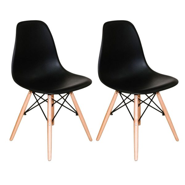 Conjunto Mesa Eiffel Redonda 70 Cm Mdf + 2 Cadeira Eames Eiffel Preto - Image 2