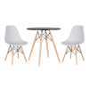 Conjunto Mesa Eiffel Redonda MDF 70cm Preta + 2 Cadeiras Eiffel Brancas