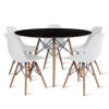 Conjunto Mesa Eiffel Redonda MDF 110cm Preta + 5 Cadeiras Eiffel DS331 Brancas