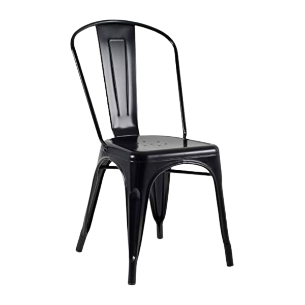 Cadeira DS315 Iron Tolix Francesinha Industrial Preta, Acabamento Brilho