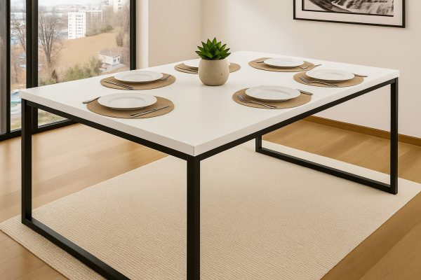 Mesa Industrial Branca 1,20m x 0,80m Estrutura de Metal Tampo MDF - Image 2