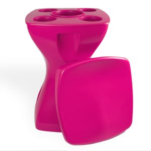 Banqueta Petisqueira Rosa Multiuso Design Moderno Mesa Lateral Apoio Decorativo Para Piscina Jardim Varanda Sala