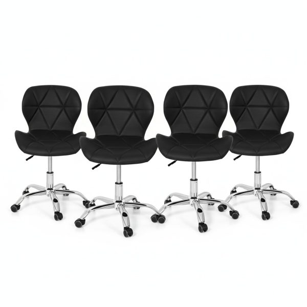 Conjunto 4 Cadeiras Office Eiffel Slim Giratória Ajustável Preta - Image 2