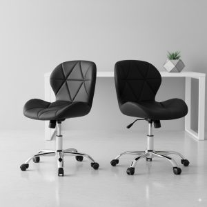 Conjunto 2 Cadeiras Office Eiffel Slim Giratória Ajustável Preta