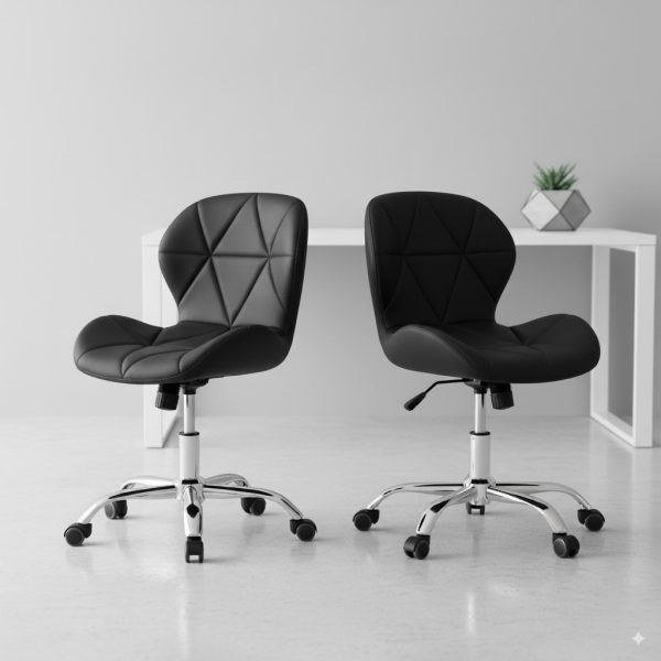 Conjunto 2 Cadeiras Office Eiffel Slim Giratória Ajustável Preta