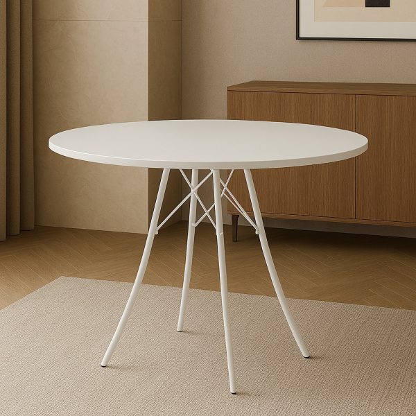 Conjunto Mesa de Jantar Redonda Branca 90cm + 4 Cadeiras Pretas Eames Pés Madeira – Design Moderno e Sofisticado - Image 2