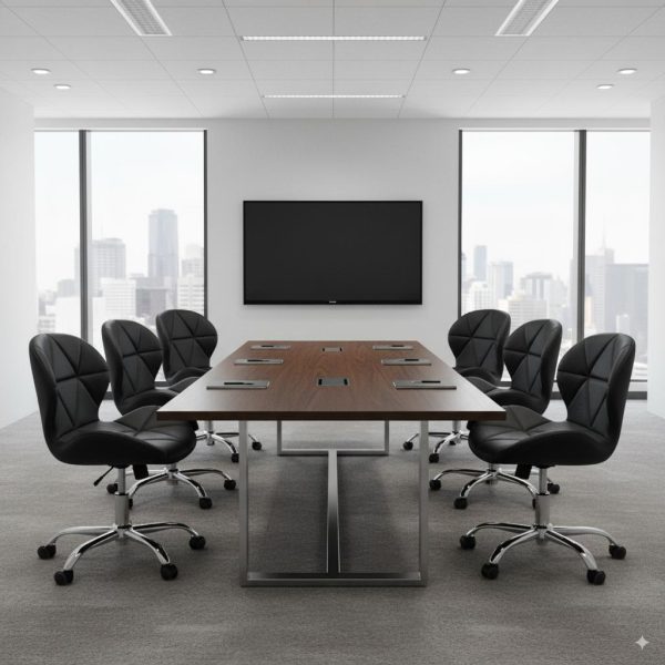 Conjunto 6 Cadeiras Office Eiffel Slim Giratória Ajustável Preta - Image 2