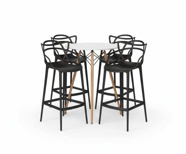 Conjunto 4 Banquetas Allegra + Mesa Bistrô Tampo Branco 60cm - Image 2
