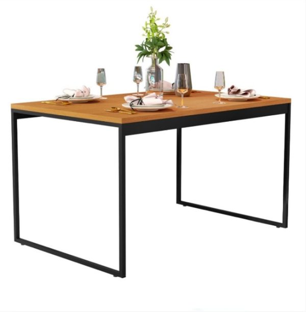 Conjunto Mesa de Jantar Retangular Madeira 120x80cm + 4 Cadeiras Brancas Eames Pés de Madeira - Image 2