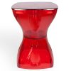Mesa Vermelha Translúcida Multiuso Design Moderno Mesa Lateral Apoio Decorativo Para Piscina Jardim Varanda Sala