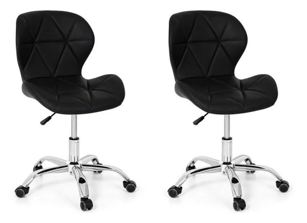 Conjunto 2 Cadeiras Office Eiffel Slim Giratória Ajustável Preta - Image 2