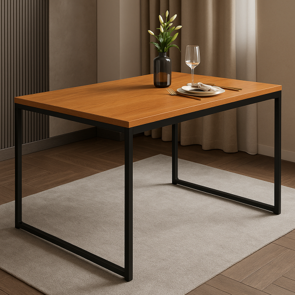 Conjunto de Mesa de Jantar Retangular 120x80cm com 4 Cadeiras Pretas Modernas – Design Sofisticado e Confortável - Image 2