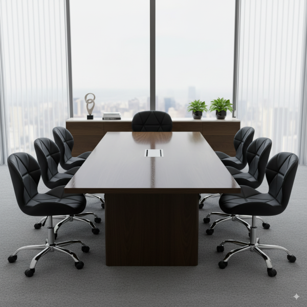 Conjunto 7 Cadeiras Office Eiffel Slim Giratória Ajustável Preta - Image 2