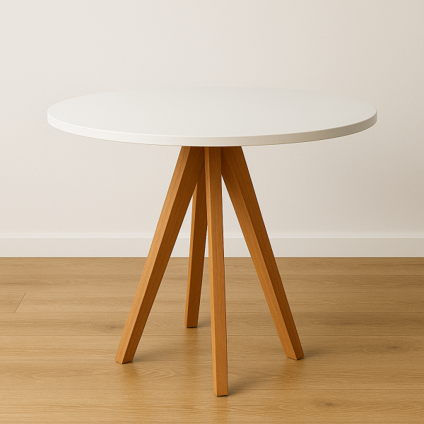 Conjunto Mesa Redonda Branca 90cm + 4 Cadeiras Eames Pés Madeira Sala Cozinha Jantar Moderna Pronta Entrega - Image 3