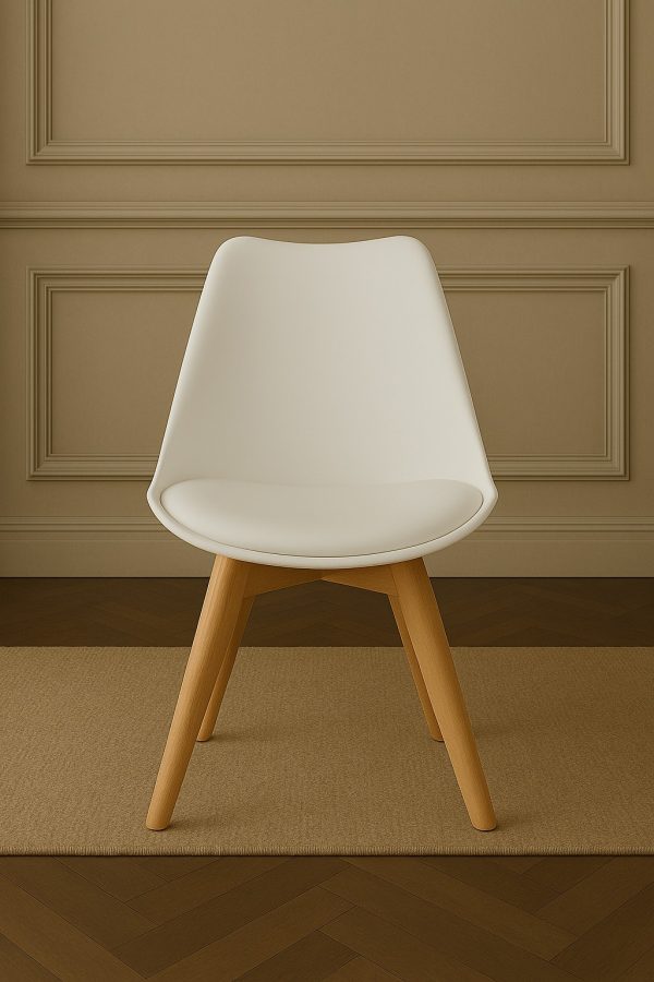 Conjunto Mesa de Jantar Retangular 120x80cm com Tampo Branco e Estrutura em Aço Preto+4 Cadeiras Brancas Pés em Madeira - Image 5