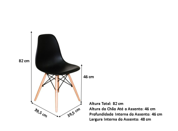 Conjunto Mesa de Jantar Retangular 120x80cm com 4 Cadeiras Eames Pretas – Tampo Branco - Image 7