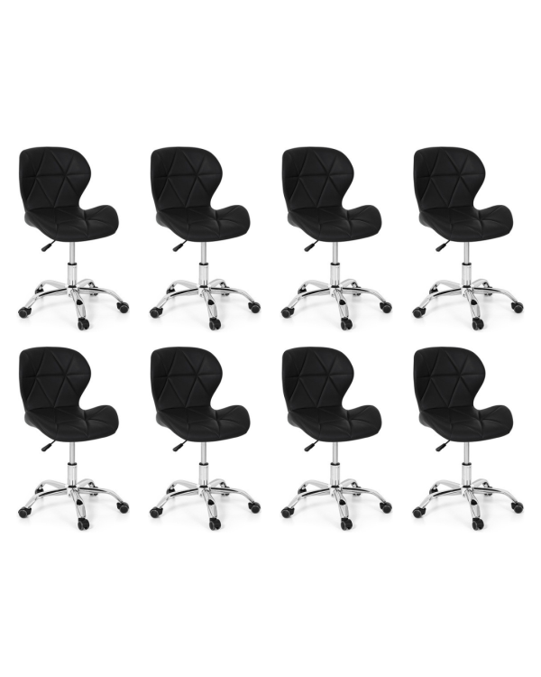 Conjunto 8 Cadeiras Office Eiffel Slim Giratória Ajustável Preta