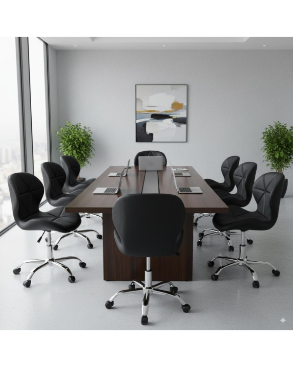 Conjunto 8 Cadeiras Office Eiffel Slim Giratória Ajustável Preta - Image 2