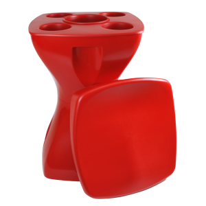 Banqueta Petisqueira Vermelha Multiuso Design Moderno Mesa Lateral Apoio Decorativo Para Piscina Jardim Varanda Sala
