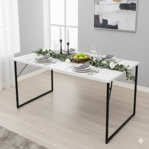 Mesa Industrial Branca 1,20m x 0,80m Estrutura de Metal Tampo MDF