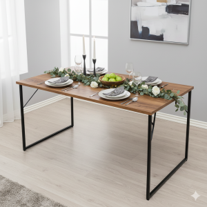 Mesa Industrial Freijó 1,20m x 0,80m Estrutura de Metal Tampo MDF