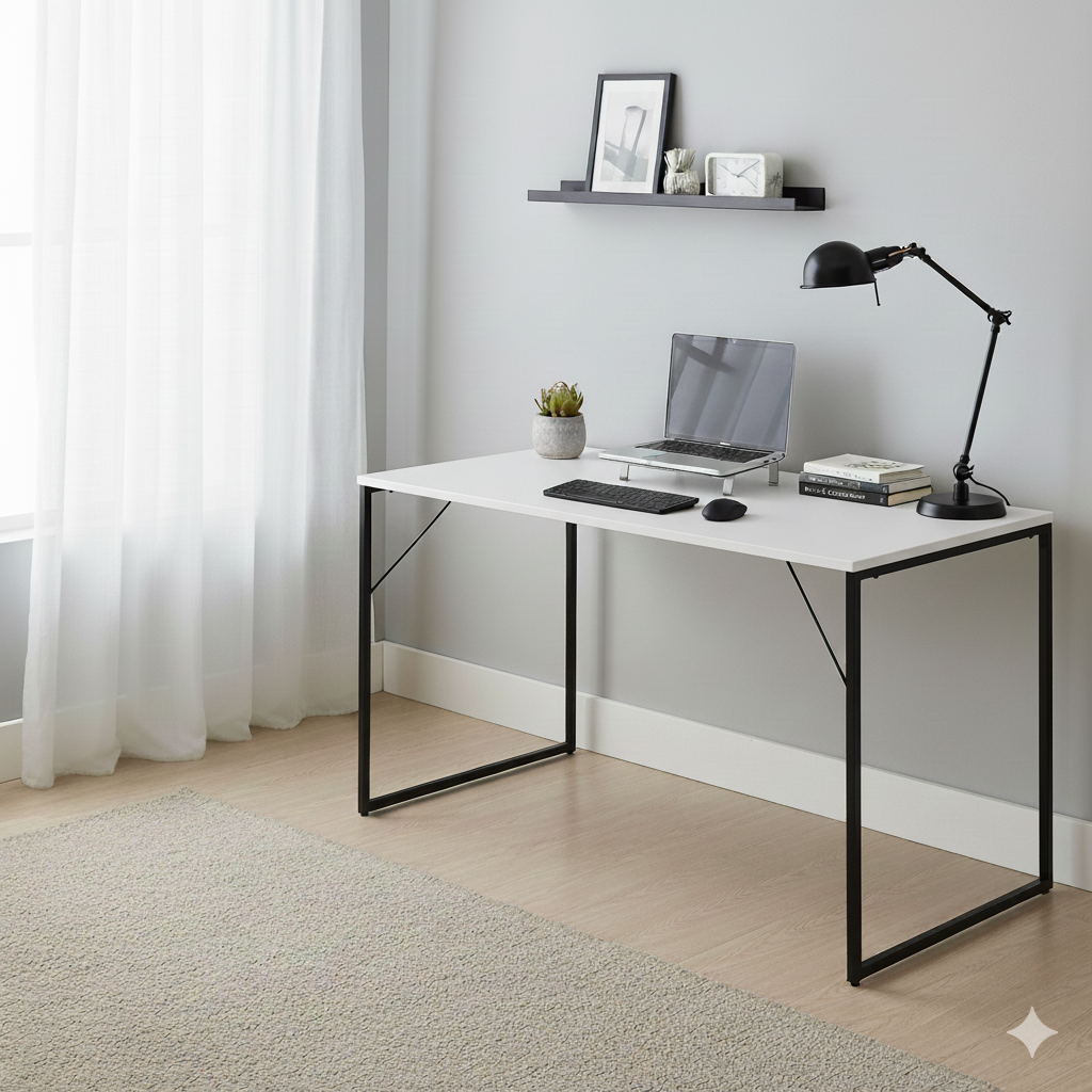 Mesa Industrial Branca 1,20m x 0,80m Estrutura de Metal Tampo MDF - Image 2