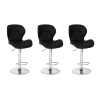 Kit com 3 Banquetas Slim Giratórias Altas Estofadas em PU Preto com Base Cromada e Regulagem de Altura – Design Moderno