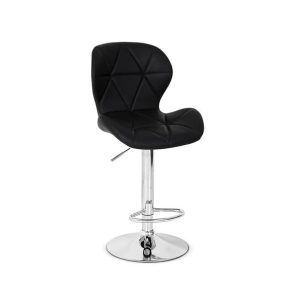 Banqueta Alta Giratória, Estofada em PU Preto, Base Cromada, Altura Regulável, Design Moderno